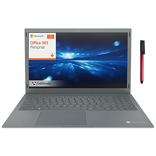 Gateway 15.6" FHD Ultra Slim Laptop, Quad-Core Pentium Silver N5030 up to 3.1GHz, 4GB RAM, 128GB eMMC, WiFi, Bluetooth, Office 365 Personal 1-Year, Windows 10 S, BROAGE 64GB Flash Drive, Charcoal