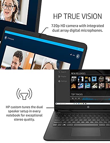 HP Newest 14" HD Laptop Light-Weight, AMD Dual Core 3000 Series(Up to 2.6GHz), 8GB RAM, 128GB SSD + 64GB eMMC, 1 Year Office 365, WiFi, Bluetooth 5, USB Type-A&C, HDMI, Webcam, Win11, w/GM Accessories