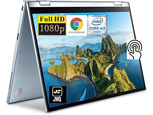 ASUS Newest Flip 2-in-1 14" FHD Touchscreen Chromebook Laptop, Intel Core m3-8100Y(up to 3.4 GHz), 8GB RAM, 128GB Space(64GB eMMC+64GB Card), Webcam, Backlit Keyboard, WiFi, Chrome OS, Silver+JVQ MP