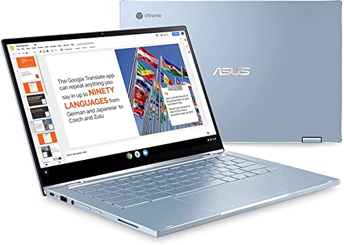 ASUS Newest Flip 2-in-1 14" FHD Touchscreen Chromebook Laptop, Intel Core m3-8100Y(up to 3.4 GHz), 8GB RAM, 128GB Space(64GB eMMC+64GB Card), Webcam, Backlit Keyboard, WiFi, Chrome OS, Silver+JVQ MP