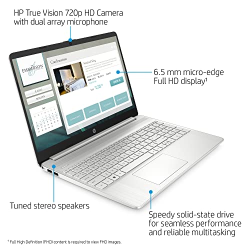 HP Latest 15.6'' Laptop (2022)- AMD Ryzen 3 3250U (Surpass i3-1115G4) - FHD 1920x1080 - 16GB DDR4 Memory 256GB NVMe SSD - Type-C - HDMI - Wi-Fi - Bluetooth 5.0 - Webcam - Silver - Windows 11 Pro