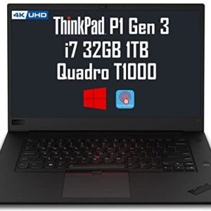 Lenovo ThinkPad P1 Gen 3 15.6" 4K UHD OLED Touchscreen (Intel 8-Core i7-10875H, 32GB RAM, 1TB PCIe SSD, Quadro T1000) Mobile Workstation & Business Laptop, FP, Backlit, 3-Yr Premier WRT, Win 10 Pro