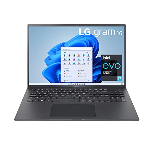 LG Gram 16Z90P Laptop 16" Ultra-Lightweight, (2560 x 1600), Intel Evo 11th gen CORE i7 , 16GB RAM, 256GB SSD, Windows 11 Home, 22 Hour Battery, Alexa Built-in, 2X USB-C, HDMI, USB-A - Black