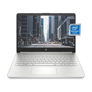 HP 14 inch Laptop, Intel Pentium Silver N5030 Processor, Intel UHD Graphics, 128 GB SSD, Windows Window 11 in S Mode (14-dq0090nr, Natural Silver)