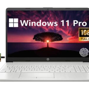 HP 15 Business Laptop, 15.6" FHD IPS Display, Intel Core i3-1115G4, Windows 11 Pro, 8GB RAM 256GB SSD, Fingerprint, HDMI, WIFI,32GB Durlyfish USB Card