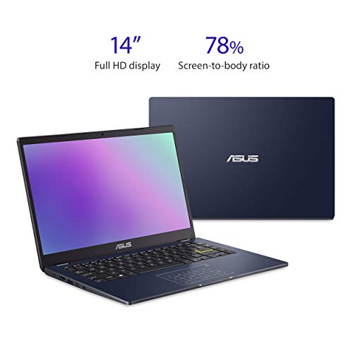 ASUS Laptop L410 Ultra Thin Laptop, 14 FHD Display, Intel Celeron N4020 Processor, 4GB RAM, 64GB Storage, NumberPad, Windows 10 Home in S Mode, Star Black, L410MA-DB02 (Renewed)