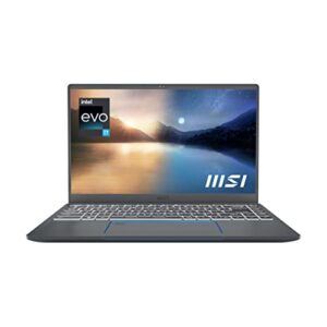 msi prestige 14 evo laptop: 14″ fhd ultra-thin bezel display, intel core i7-1195g7, intel iris xe, 16gb ram, 512gb nvme ssd, thunderbolt 4, win 10 home, carbon gray (a11mo-052)