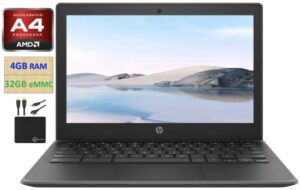 hp 2022 newest chromebook laptop student business, 11.6″ hd display, amd a4-9120c processor (up to 2.4ghz), 4gb ram, 32gb emmc,hd webcam,wifi 5, bluetooth, long battery life, chrome os +marxsolcables