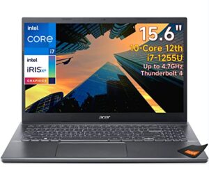 acer aspire 5 15.6″ slim laptop 10-core 12th i7-1255u intel iris xe graphics backlit kb thunderbolt 4 wi-fi 6 windows 11 home w/mousepad (16gb ram | 512gb ssd)