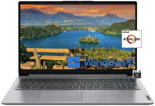 Lenovo 2023 Flagship 15.6" IdeaPad 1 Laptop, AMD Dual-core Athlon 3050U Processor (Up to 3.10 GHz), 8GB RAM, 384GB SSD (256GB NVMe + 128GB eMMC), Wi-Fi 6, 10+ Hours Battery, Win 11+HubxcelAccessory