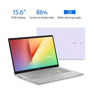 ASUS VivoBook S15 S533 Thin and Light Laptop, 15.6” FHD Display, Intel Core i7-1165G7 CPU, 16GB DDR4 RAM, 512GB PCIe SSD, Fingerprint Reader, Wi-Fi 6, Windows 10 Home, Dreamy White, S533EA-DH74-WH