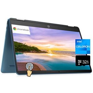 HP X360 Chromebook 14" HD Touchscreen 2-in-1 Convertible Thin Light Laptop Computer, 4-core Intel Celeron N4120, 4GB RAM, 64GB eMMC + 32GB SD Card, Wi-Fi, BT 5, Type-C, Long Battery Life, Chrome OS
