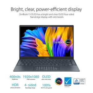 ASUS ZenBook 13 Ultra-Slim Laptop, 13.3” OLED FHD NanoEdge Bezel Display, Intel Core i7-1165G7, 8GB LPDDR4X RAM, 512GB SSD, NumberPad, Thunderbolt 4, Wi-Fi 6, Windows 10 Home, Pine Grey, UX325EA-ES71