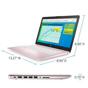 2021 Newest HP 14 inch HD Laptop Computer, Intel Celeron N4000 up to 2.6 GHz, 4GB DDR4, 64GB eMMC Storage, WiFi , Webcam, HDMI, Bluetooth, 1 Year Microsoft 365,Windows 10 S, Rose Pink + Hubxcel Cables