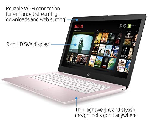 2021 Newest HP 14 inch HD Laptop Computer, Intel Celeron N4000 up to 2.6 GHz, 4GB DDR4, 64GB eMMC Storage, WiFi , Webcam, HDMI, Bluetooth, 1 Year Microsoft 365,Windows 10 S, Rose Pink + Hubxcel Cables