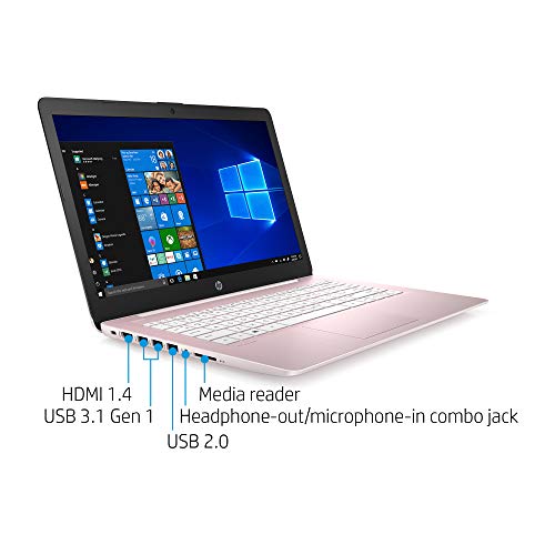 2021 Newest HP 14 inch HD Laptop Computer, Intel Celeron N4000 up to 2.6 GHz, 4GB DDR4, 64GB eMMC Storage, WiFi , Webcam, HDMI, Bluetooth, 1 Year Microsoft 365,Windows 10 S, Rose Pink + Hubxcel Cables