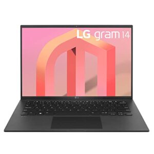 lg gram (2022) 14z90q ultra lightweight laptop, 14″ (1920 x 1200) ips display, intel evo 12th gen i7 1260p processor, 16gb lpddr5, 512gb nvme ssd, fhd webcam, wifi 6e, thunderbolt 4, windows11, black