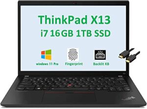lenovo thinkpad x13 gen 2 13.3″ wuxga (intel 4-core i7-1165g7, 16gb ram, 1tb pcie ssd) ips business laptop, backlit keyboard, thunderbolt 4, fingerprint, wifi 6e, ist cable, webcam, win 11 pro