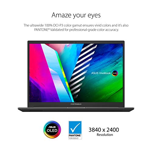ASUS VivoBook Pro 16X OLED Slim Laptop, 16" 4K 16:10 Display, AMD Ryzen 9 6900H CPU, NVIDIA GeForce RTX 3050 Ti, 32GB RAM, 1TB SSD, Windows 11 Home, 0°Black, M7600RE-XB99,Gray