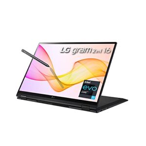 lg gram 16t90p – 16″ wqxga (2560×1600) 2-in-1 lightweight touch display laptop, intel evo with 11th gen core i7 1165g7 cpu, 16gb ram, 2tb ssd, 21 hours battery, thunderbolt 4, black – 2021