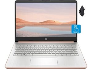 2022 hp pavilion laptop, 14-inch hd touchscreen, amd 3000 series processor, long battery life, webcam, hdmi, windows 10 + one year of office365, rose gold (16gb ram | 192gb storage)