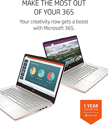 2022 HP Pavilion Laptop, 14-inch HD Touchscreen, AMD 3000 Series Processor, Long Battery Life, Webcam, HDMI, Windows 10 + One Year of Office365, Rose Gold (16GB RAM | 192GB Storage)