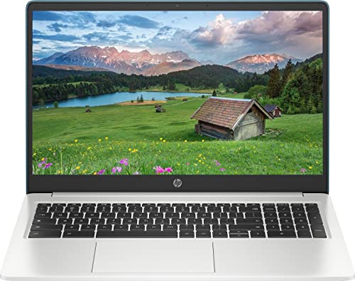 HP 2023 Newest Chromebook Laptop, Intel Quad-Core Processor, 15.6 inch HD Display, 8GB Memory, 64GB eMMC, 128GB MicroSD Card, Intel UHD Graphics, Wi-Fi, Bluetooth, Chrome OS, Bundle with JAWFOAL