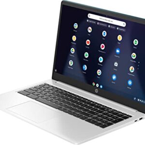 HP 2023 Newest Chromebook Laptop, Intel Quad-Core Processor, 15.6 inch HD Display, 8GB Memory, 64GB eMMC, 128GB MicroSD Card, Intel UHD Graphics, Wi-Fi, Bluetooth, Chrome OS, Bundle with JAWFOAL