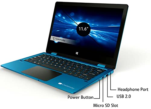 Newest Gateway Touchscreen 11.6 HD 2-in-1 Convertible Laptop in Blue Intel N4020 4GB RAM 64GB SSD Mini-HDMI Webcam Windows 10 S