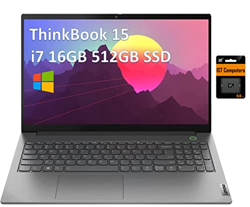 Lenovo ThinkBook 15 Gen 2 are 15.6" FHD (Intel Quad Core i7-1165G7, 16GB RAM, 512GB PCIe SSD) IPS Business Laptop, Backlit Keyboard, Fingerprint Reader, Thunderbolt 4, IST SD Card, Windows 10 Pro