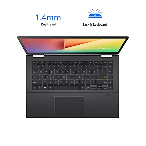 ASUS VivoBook Flip 14 Thin and Light 2-in-1 Laptop, 14” FHD Touch, 11th Gen Intel Core i3-1115G4, 4GB RAM, 128GB SSD, Thunderbolt 4, Fingerprint, Windows 10 Home in S Mode, Indie Black, TP470EA-AS34T