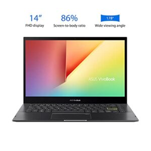 ASUS VivoBook Flip 14 Thin and Light 2-in-1 Laptop, 14” FHD Touch, 11th Gen Intel Core i3-1115G4, 4GB RAM, 128GB SSD, Thunderbolt 4, Fingerprint, Windows 10 Home in S Mode, Indie Black, TP470EA-AS34T