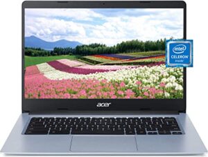 acer 2022 14 inch hd touchscreen thinlight chromebook, intel celeron n4000(up to 2.6ghz), 4gb ram, 64gb emmc, wifi 5, webcam, type-a&c, up to 12 hours battery life, chrome os, w/ cue accessories