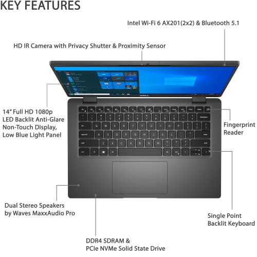 Dell Latitude 7410 Business Laptop, 14" FHD LED-Backlit Display, i7-10610U vPro, 32GB RAM, 1TB SSD, IR Camera, Backlit Keyboard, Fingerprint Reader, WiFi 6, Thunderbolt, NFC, Win 11 Pro