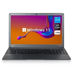 chicbuy laptop 15.6”12gb ddr4 512gb ssd quad-core intel celeron n5095 processors windows 11 laptop computer,1080p ips full hd laptop,usb 3.0,up to 2.9ghz,bluetooth 4.2,2.4g/5g wifi,long battery life