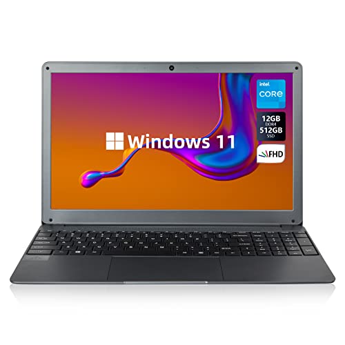 Chicbuy Laptop 15.6''12GB DDR4 512GB SSD Quad-Core Intel Celeron N5095 Processors Windows 11 Laptop Computer,1080P IPS Full HD Laptop,USB 3.0,Up to 2.9Ghz,Bluetooth 4.2,2.4G/5G WiFi,Long Battery Life