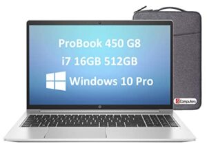 hp probook 450 g8 15.6″ ips fhd i7-1165g7, 16gb ram, 512gb pcie ssd, 2021 intel quad-core business laptop backlit, type-c, rj-45, webcam, hdmi cable, windows 10 pro