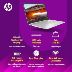 HP Touchscreen Laptop 15.6" HD Display, Intel Core i5-1155G7(Beat i7-1065G7), 16 GB RAM - 512 GB SSD, Intel Iris Xe Graphics, Numeric Pad, Bluetooth 5, Long Battery Life, Windows 11 Home, Silver