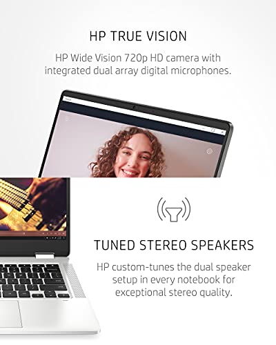 HP Chromebook x360 14a 2-in-1 Laptop, Intel Pentium Silver N5000 Processor, 4 GB RAM, 64 GB eMMC, 14" HD Display, Chrome OS with Webcam & Dual Mics, Work, Play, Long Battery Life (14a-ca0022nr, 2021)