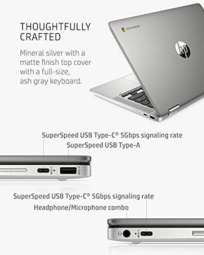 HP Chromebook x360 14a 2-in-1 Laptop, Intel Pentium Silver N5000 Processor, 4 GB RAM, 64 GB eMMC, 14" HD Display, Chrome OS with Webcam & Dual Mics, Work, Play, Long Battery Life (14a-ca0022nr, 2021)