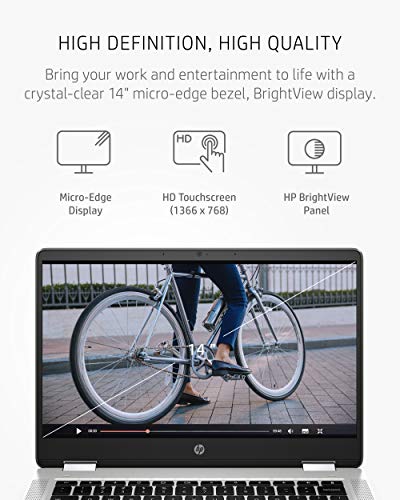 HP Chromebook x360 14a 2-in-1 Laptop, Intel Pentium Silver N5000 Processor, 4 GB RAM, 64 GB eMMC, 14" HD Display, Chrome OS with Webcam & Dual Mics, Work, Play, Long Battery Life (14a-ca0022nr, 2021)