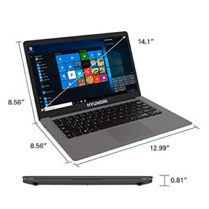 HYUNDAI 14" Notebook 4GB RAM, 128GB SSD, Windows 10 Home Laptop, Intel Celeron N4020, 14.1" Inch IPS Display, Expandable Storage, WiFi & Bluetooth - Grey