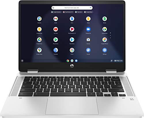 Laptop HP X360 14b Chromebook 14in HD Touchscreen Intel Celeron 4GB DDR4 32GB eMMC WiFi Webcam BO Speakers Bluetooth Chrome Silver Color (Renewed)