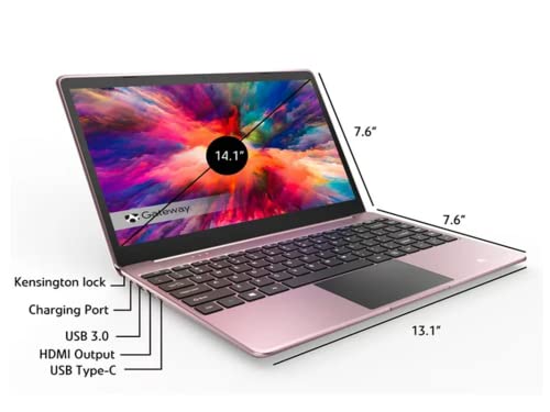 Gateway 2022 14.1" FHD Ultra Slim Notebook, Intel Core i5-1135G7 (Beats i7-1065g7), 16GB RAM, PCIe 512GB SSD, Intel Iris Xe Graphics, 1MP Webcam, Tuned by THX, Win 10, Rose Gold, 32GB USB Card