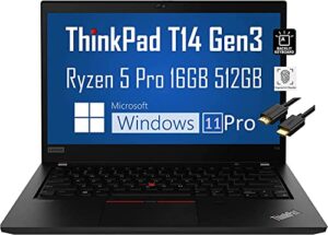 lenovo thinkpad t14 gen 3 14″ wuxga (amd ryzen 5 pro 6650u, 16gb ddr5 ram, 512gb ssd, 6-core(beat i7-1165g7)) ips business laptop, backlit, fingerprint, type-c, fhd webcam, 3-year warranty, win 11 pro