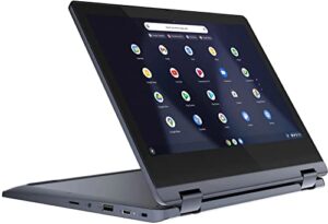 lenovo chromebook flex 3 2-in-1 11.6″ hd touchscreen laptop, mediatek mt8183, 4gb ram, 128gb storage(64gb emmc+mtc 64gb flash memory), 360° flip-and-fold, chrome os, abyss blue