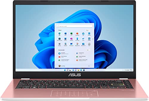 2022 ASUS 14" Thin Light Business Student Laptop Computer, Intel Celeron N4020 Processor, 4GB DDR4 RAM, 320 GB Storage, 12Hours Battery, Webcam, Zoom Meeting, Win11 + 1 Year Office 365, Rose Gold