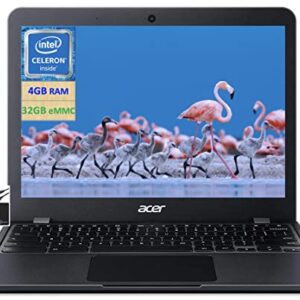 Acer 2022 Newest 512 Chromebook Laptop Student Business, Dual-Core Intel Celeron N4020, 12" HD+ Display, 4GB RAM, 32GB eMMC, Gigabit Wi-Fi 5, Bluetooth 5,12+ Hours Battery, Chrome OS+MarxsolCables