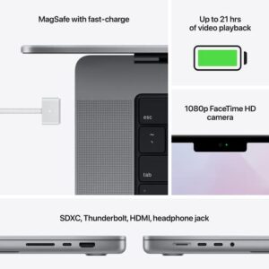 Apple (CTO) 16-in MacBook Pro M1 Pro 10-core CPU 16-core GPU chip - 1TB SSD 32GB Space Gray (Fall 2021) - Z14W00105