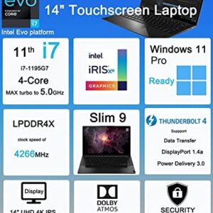 Lenovo IdeaPad Slim 9 9i Pro 14ITL5 14" 4K UHD Touchscreen (Intel 4-Core i7-1195G7, 16GB RAM, 2TB PCIe SSD) Business Laptop, Backlit, Fingerprint, 2 x Thunderbolt 4, IR-Webcam, Windows 11 Pro